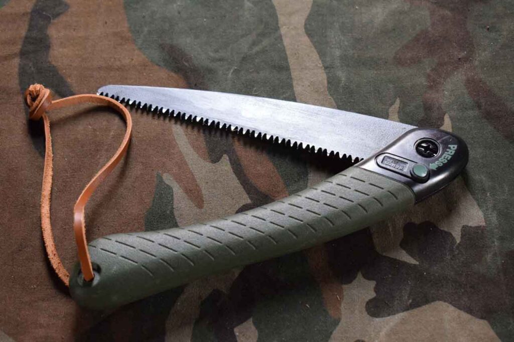 Bahco Laplander Folding saw on camo backdrop