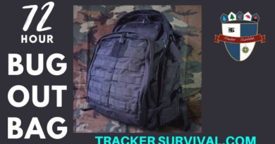 5.11 Rush 72 bag, on a camo back-ground with the words