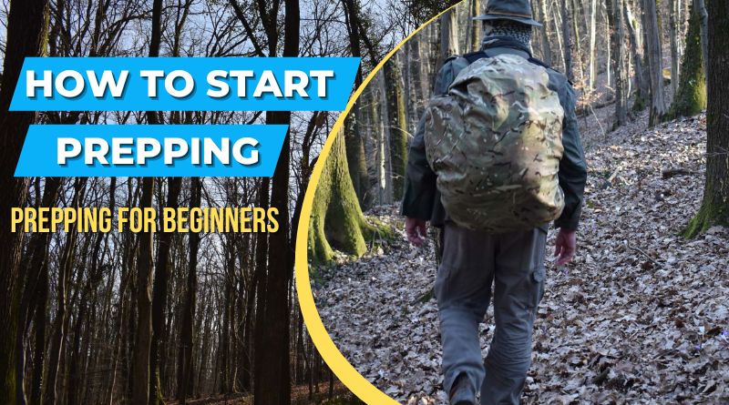 How to start Prepping, man walking in the woods with a backpack